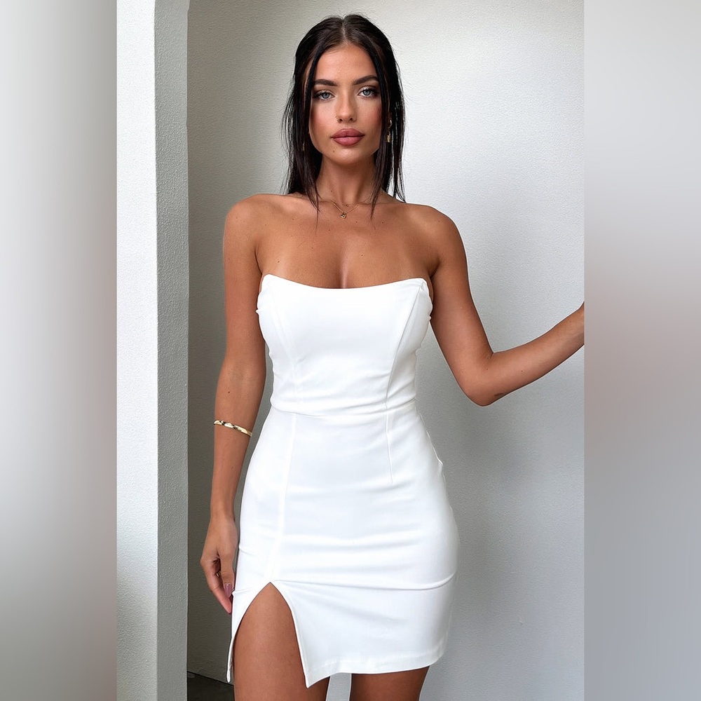 White Strapless Mini Dress